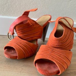 Nine West Open-Toe Orange Suede